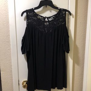 Torrid Black Cold Shoulder with lace detail